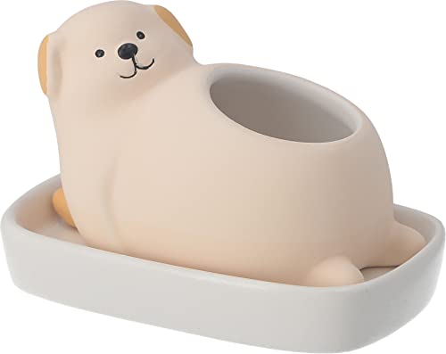 不二貿易 加湿ポット 幅9.5×奥行6×高さ6.5㎝ 素焼き ポッコリお腹 ラブラドール 41516 小型