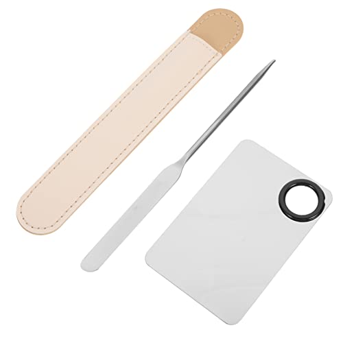 IWOWHERO Stainless Steel Makeup Palette Tray Set Mixing Spatula for Nail Art Foundation Lipstick