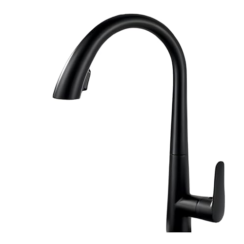 Image of BANZER Kitchen Faucet Pull Out Kitchen Tap Single Hole 360 Rotatable Degree Kitchen Shower Faucet Black for Hot & Cold Water