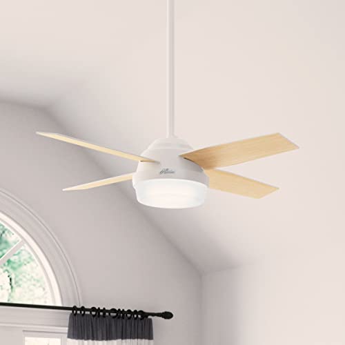 Hunter Dempsey Indoor Ceiling Fan With Led Light And Remote Control, 44", White #TOP2