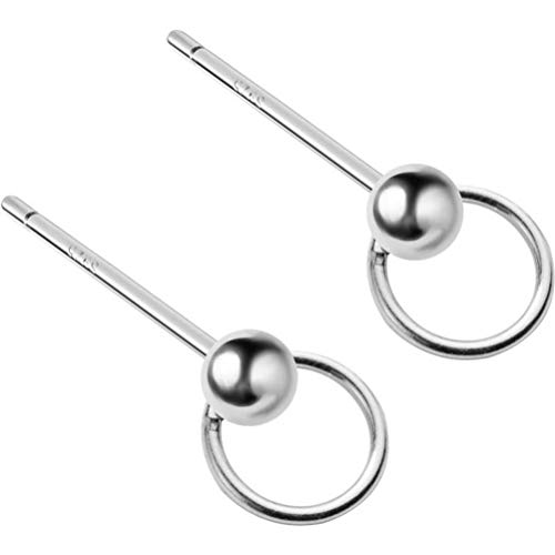 RWRAPS boucles d'oreilles Dames, S925 Boucles D'Oreilles en Argent Femme Mode Coréenne Creuse Petite Bague Boucles D'Oreilles Tempérament Simple Perle Légère FemmeDes boucles d'oreilles