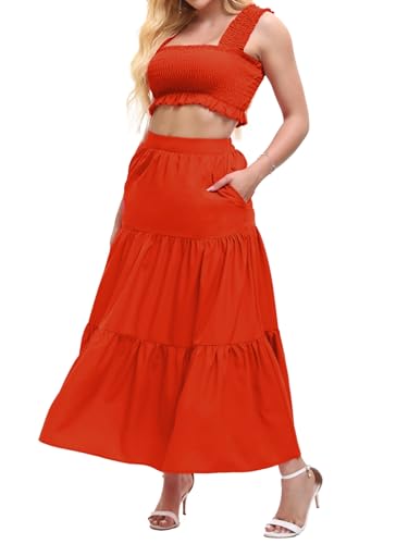 Image of Women's 2 Piece Beach Skirts Sexy Party Dress Crop Top and Long Skirt Sets