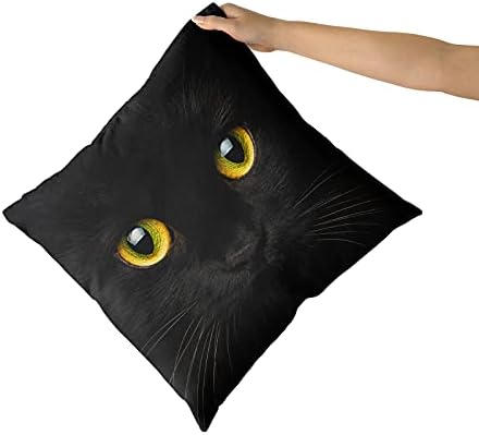 Zwifitt Black Cat Cushion Cover Decorative Cotton Throw Pillow Case 18x18 Inch Couch Sofa Living Room Indoor Outdoor Home Decor, 45x45cm