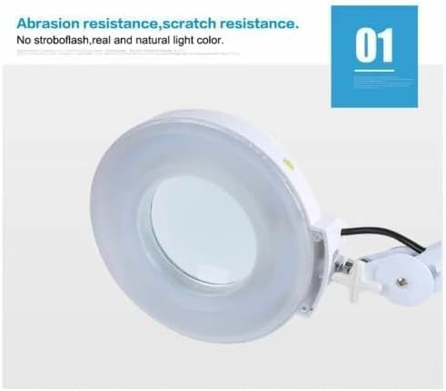 5X LED Magnifying Floor Lamp with Rolling Base – Adjustable Swivel Arm Magnifier Light on Wheels for Beauty Salon, Lash, Tattoo, Spa, Clinic, Reading, Crafts & Medical Use (White)