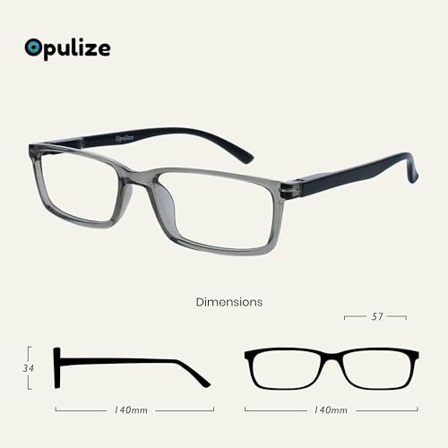 Image of OPULIZE SEE Reading Glasses with Blue Light Blocking for Women and Men, Narrow Frame, Spring Hinges, Computer Gaming Glasses, Grey +2 (Pack of 1)