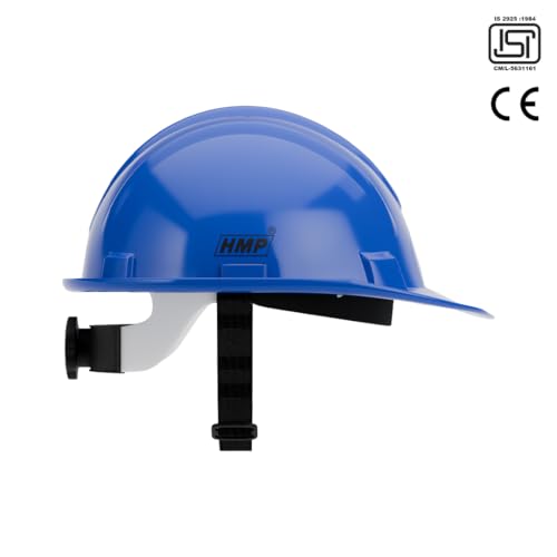 Image of HMP Industrial Construction Safety Helmet for Unisex | SIX Suspension with Ratchet Adjustment | ISI & EN Certified | Blue