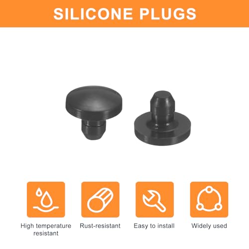 Image of uxcell 28Pcs Silicone Hole Plugs, Black, 2.5-3mm Hole Size, Set of 28