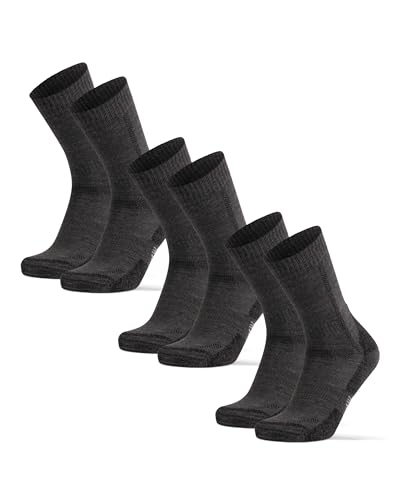 DANISH ENDURANCE Hiking Socks, Warm Merino Wool Walking Socks with Thick Anti Blister Cushioning for Winter, for Men & Women, Unisex, 3-Pack
