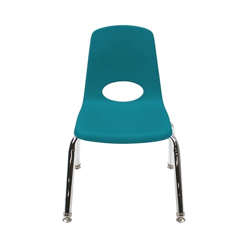 Image of FDP 12 inch School Stack Chair,Stacking Student Seat with Chromed Steel Legs and Nylon Swivel Glides for in-Home Learning or Classroom - Teal (4-Pack), 10379-TL