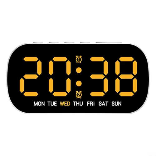 Startbuymore Reloj despertador digital de pantalla, reloj digital multifuncional con tres niveles de ajuste de brillo para sala de estar, dormitorio, escritorio, escuela (amarillo)