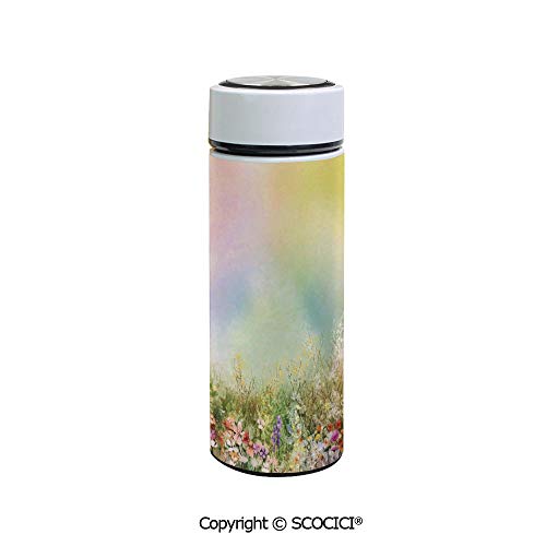 SCOCICI Vacuum Insulated Stainless Steel Water Bottle Flask Cosmos Daisy Cornflower Wildflower Dandelion