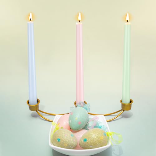Image of Conelist 6 Pcs Pastel Taper Candles, 10 Inch Unscented Candlesticks | Smokeless Slow Burn, Table Centerpieces, Handmade Taper Candle Sticks, Wedding Birthday Party, Home Dining Decor