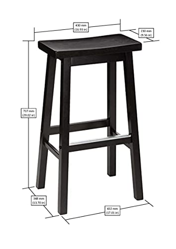 Amazon Basics Solid Wood Saddle-Seat Kitchen Counter Barstool, 29-Inch Height, Black - Set Of 2 #TOP2