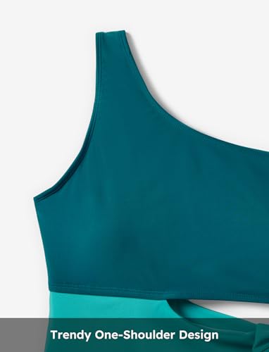 Image of PATPAT Family Matching Swimsuits: Mommy and Me One Shoulder Colorblock Bathing Suits One Piece Swimwear Sets