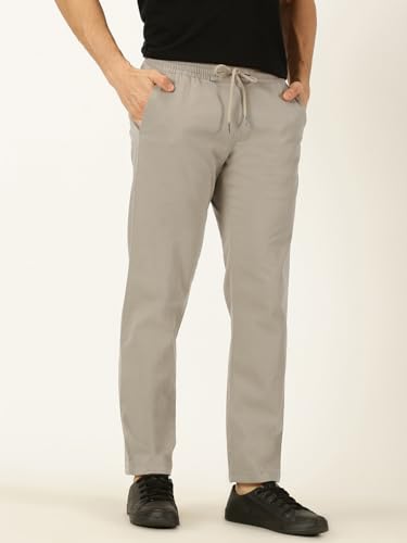 Image of Thomas Scott Men's | Solid | Light Weight | Breathable Fabric | Elasticated Waist | Mid Rise | Regular Fit | Cotton Blend | Drawstring | Chino Trouser | Pants