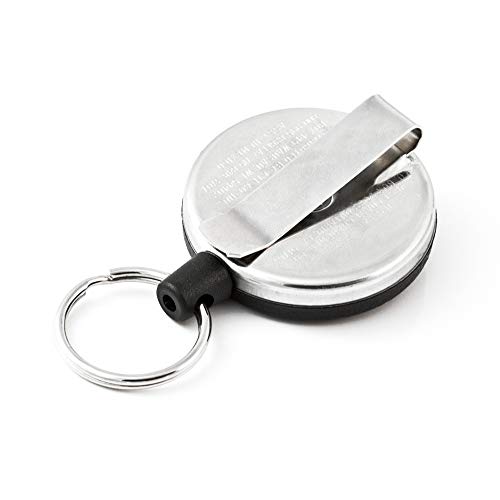 KEY-BAK Original Steel Cable Retractable Keychain, 48" Stainless Steel Cable, Black Front, Steel Belt Clip, 8 oz. Retraction - Image 2