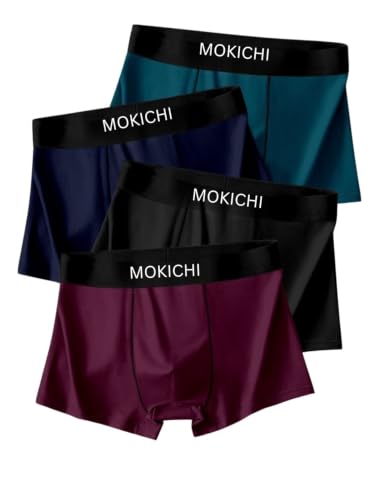 Image of Men's Premium Ice Silk Boxer Briefs for Men | Ultra Soft, Breathable, Stretchable, Moisture-Wicking Trunks | Comfortable Mid-Rise Innerwear with Elastic Waistband Pack of 4