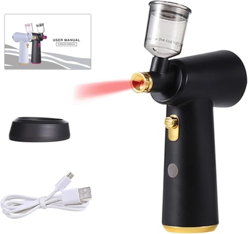 Kit aérographe rechargeable sans fil pour maquillage, nail art, décoration de gâteaux, travaux manuels – Léger et portable pour soins du cuir chevelu et graffiti