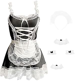 mzenuop Maid Dress Cosplay Sweet Classic Apron Costume with Socks - Image 5