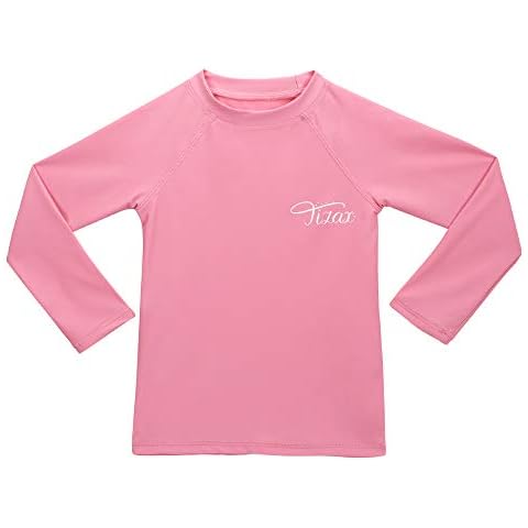 TIZAX Girls Long Sleeve Swim Tee for Sun Protection Cover