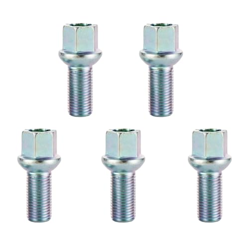 Image of 5 Pack 8D0601139D WHT002437 M14x1.5 Car Lug Nuts Wheel Lug Bolts | Compatible With Volkswagen /VW Golf Jetta Passat Beetle CC for Audi A3 A4 A5 A6 A7 Quattro A8 M14-1.5 Lug Bolts(Color Zinc)