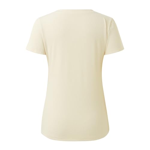T-shirt ajusté col carré respirant en tissu côtelé extensible