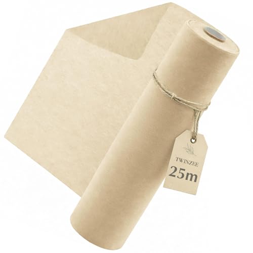Twinzee Chemin De Table Creme Beige Non Tissé 30cm x25m, Decoration de Table pour Anniversaire, Mariage, Communion et Autre Occasions Spéciales