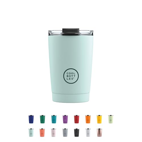 Cool Bottles - Vaso Térmico de Acero Inoxidable 330 ml - Pastel Sky - Tapa Hermética - Vaso para Café - Bebidas Frías 10 horas y Calientes 5 horas - Libre de BPA