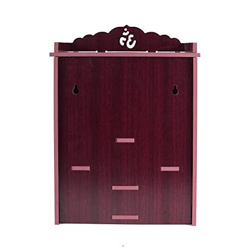 MIDU Pooja Mandir for Home Wall Hanging MDF Wooden Temple with Door Brand (Dark Brown 1)
