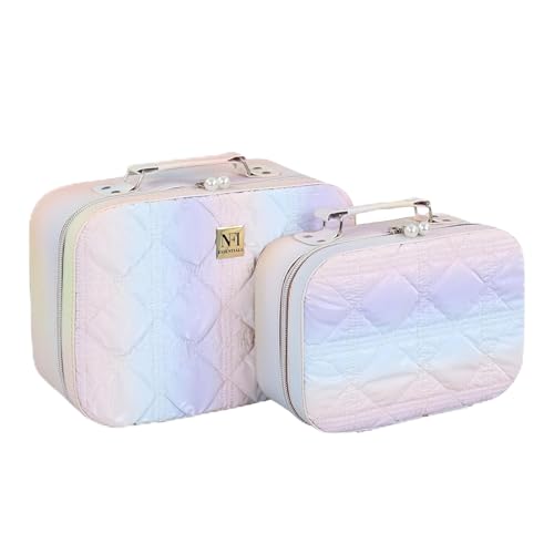 Image of NFI essentials Printed Makeup Box Set of 2 Cosmetic Box Jewellery Bridal Box Trousseau Box Vanity Beauty Case Organizer for Wedding Makeup Bag for Bride
