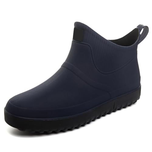 Enelauge Men's Outdoor Waterproof Rain Short Ankle Boots Nonslip Rubber Rain Car Wash Footwear Garden Shoes