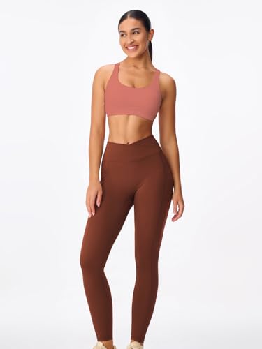 Image of Women's Strappy Sports Bras Light Compression Crop Criss Cross Back Padded Workout Yoga Bra Supportive U Neckline