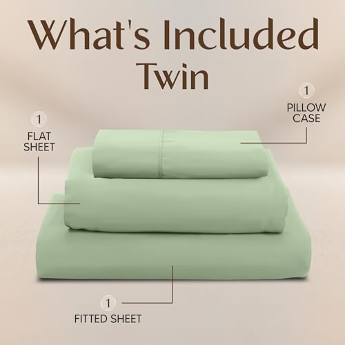 Image of Utopia Bedding Twin Sheet Set - 3 Piece Bed Sheets for Twin Size Bed, Soft and Breathable Microfiber, Includes 1 Fitted Sheet, 1 Flat Sheet and 1 Pillowcase (Sage)