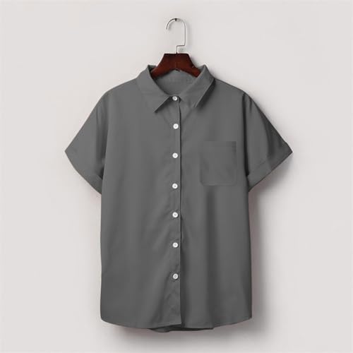 Short Sleeve Cardigans for Women Lapel Button Down Shirts Casual Plain Shirts 2025 Summer Top with Pockets S-XXL4