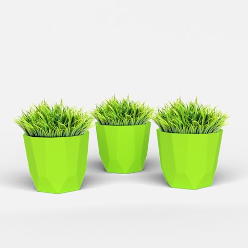 Image of YUCCABE ITALIA SHERA Hexa Plastic Planter Pot for Plants | Decorative Flower Pot | UV Protected Lightweight Indoor Outdoor Gamla for Home Decor, Balcony, Garden & Living Room