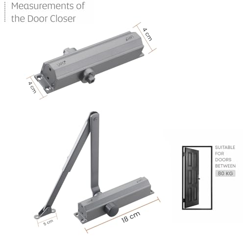 Image of LAPO Heavy Duty Aluminium Automatic Hydraulic Double Speed Door Closer for Home Office | Aluminium and Wooden Soft Door Closers with Fitting Set for All Door Weight Up to 80 Kg (Silver,Pack of 2)