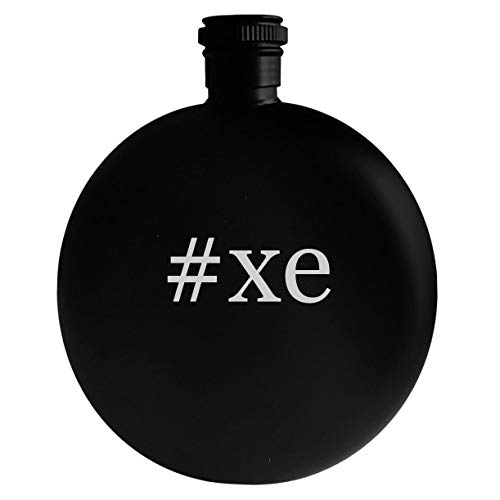 #xe - 5oz Hashtag Round Alcohol Drinking Flask, Black
