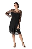 M.M.C. Lady Umstands-Kleid mit gepunktetem Netzstoff - Schwangerschaftskleid Schwangerschaft Abendkleid Cocktailkleid Partykleid für Hochzeit Standesamt - Knielang (Schwarz, 38)