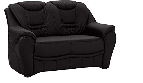 Cavadore 2-Sitzer Bansa mit Federkern / Polstercouch in Leder / 148 x 94 x 95 / Echtleder Schwarz