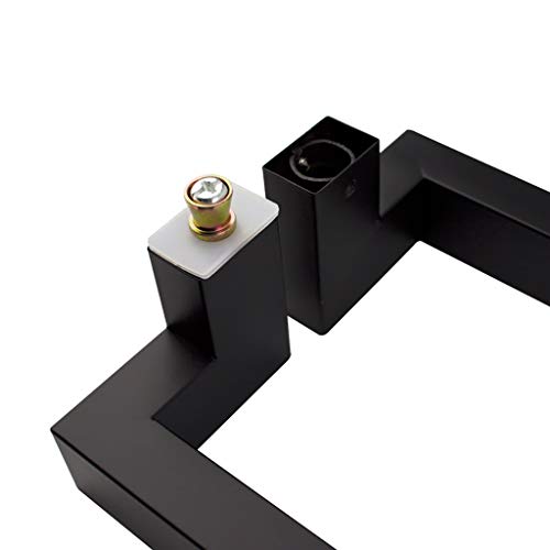 Poignée de porte push-pull noire en inox double courbe longueur 80cm