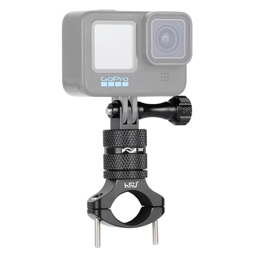 HSU Soporte de Bicicleta para GoPro, aleación de Aluminio Soporte de Bicicleta de montaña 360 rotación Manillar para Hero 10 9 8 7 y Otras cámaras de acción (Negro)