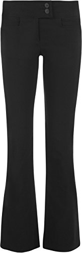 WearAll Women's Black Stretch Hipster Trousers - Bootcut 2 Button - Size 16, Inside Leg 31"