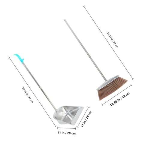 GLEAVI Besen Kehrschaufel Set Edelstahl mit Langem Stiel Robustes Kehrset für Haushalt und Büro Weiche Borsten Einsetzbar Langlebig und Widerstandsfähig – Bild 3