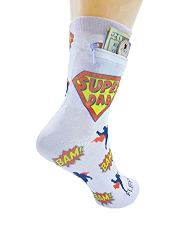 Image of Zipper Sock Wallet - Cotton & Polyester Zipper Socks with Pockets - Fits shoe size 6-13