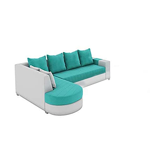 Image of Torque Christie LHS 6 Seater L Shape Sofa Set for Living Room Left Side Aqua Blue | Modern L Shape Sofa 6 Seater | Large L Shaped Sectional Sofa for Home Family Festival