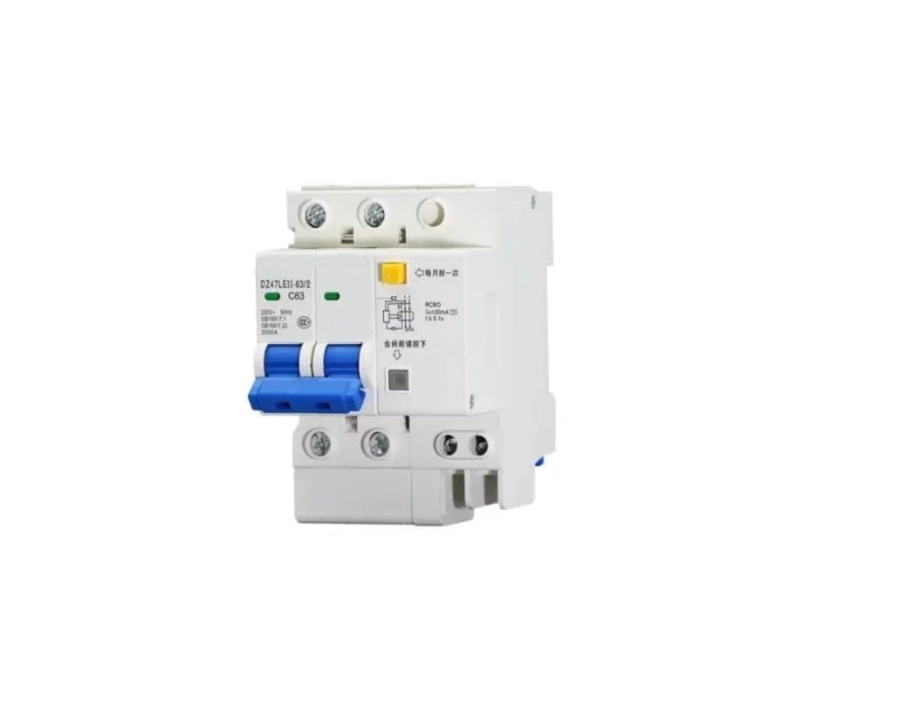 Magnetotermico, Disyuntor DZ47LE-63 Interruptor de Aire doméstico disyuntor en Miniatura Interruptor 2P con Protector de Fugas Puerta Principal trifásica(20A)