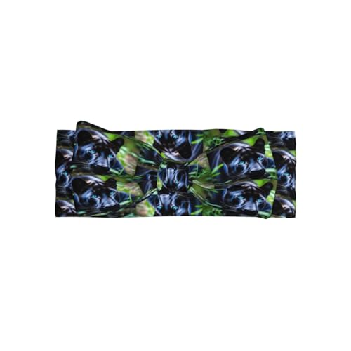 Panther With Blue Eyes Prints Baby Bow Headband - Super Stretchy Soft Bows Hair Accessories for Newborn Infant Toddlers Kids Girls - Elastic and Skin-Friendly