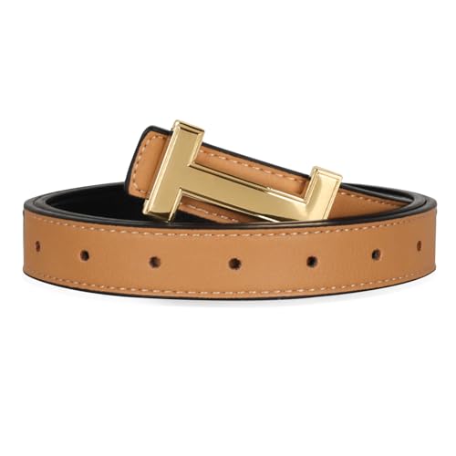 Relang Women's Belts with Gold Buckle, Fashion Waist Band, Elegant Ladies' Belt, Gift for Women Earthy Yellow 28-31 (Pant 6-10)