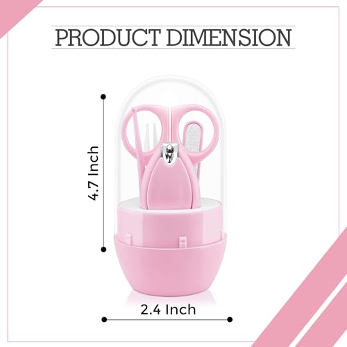 Image of GLUN Baby Care Set, Capsule Shape Pack, 4-in-1 (Anti-Pinch Nail Clipper, Scissor, Nail File, Tweezer) Cute Pink Colour Baby Manicure Set for Newborn, Infant & Toddler