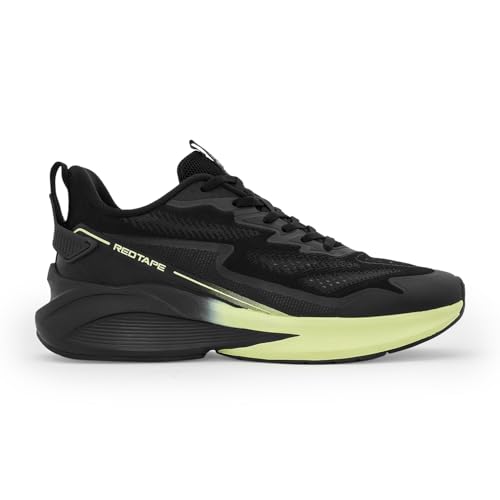 Image of Red Tape Men's Sneakers Black Mesh Round Toe Lace-Up Flexible Support